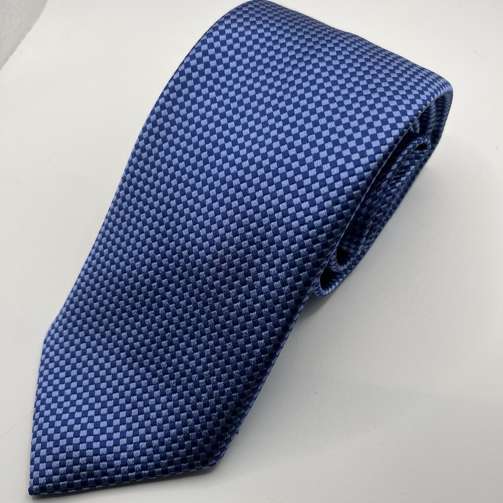 David Donahue Men's Blue Geometric Silk Tie NEW